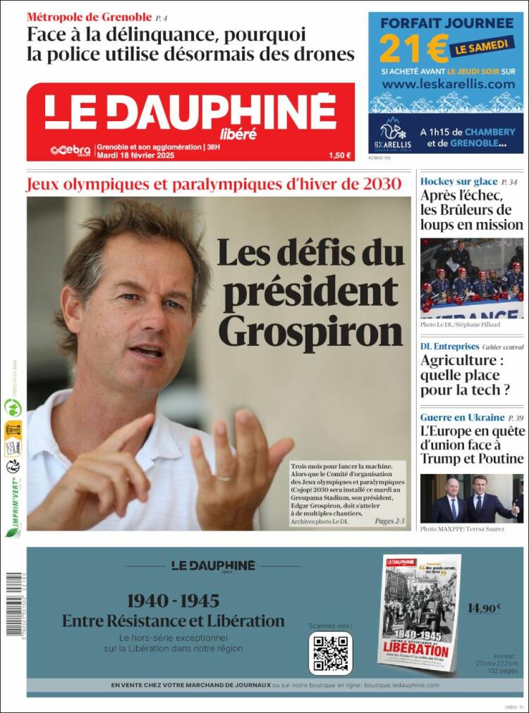 Portada de Le Dauphiné Libéré (Francia)