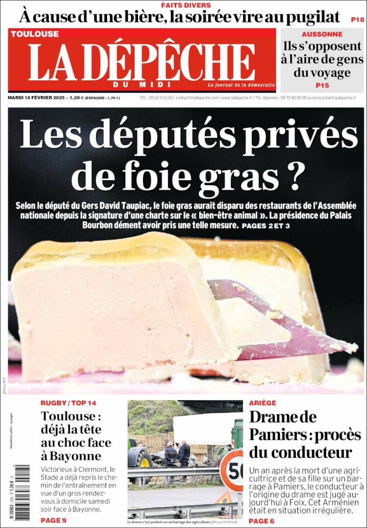 Portada de La Dépêche du Midi (Francia)