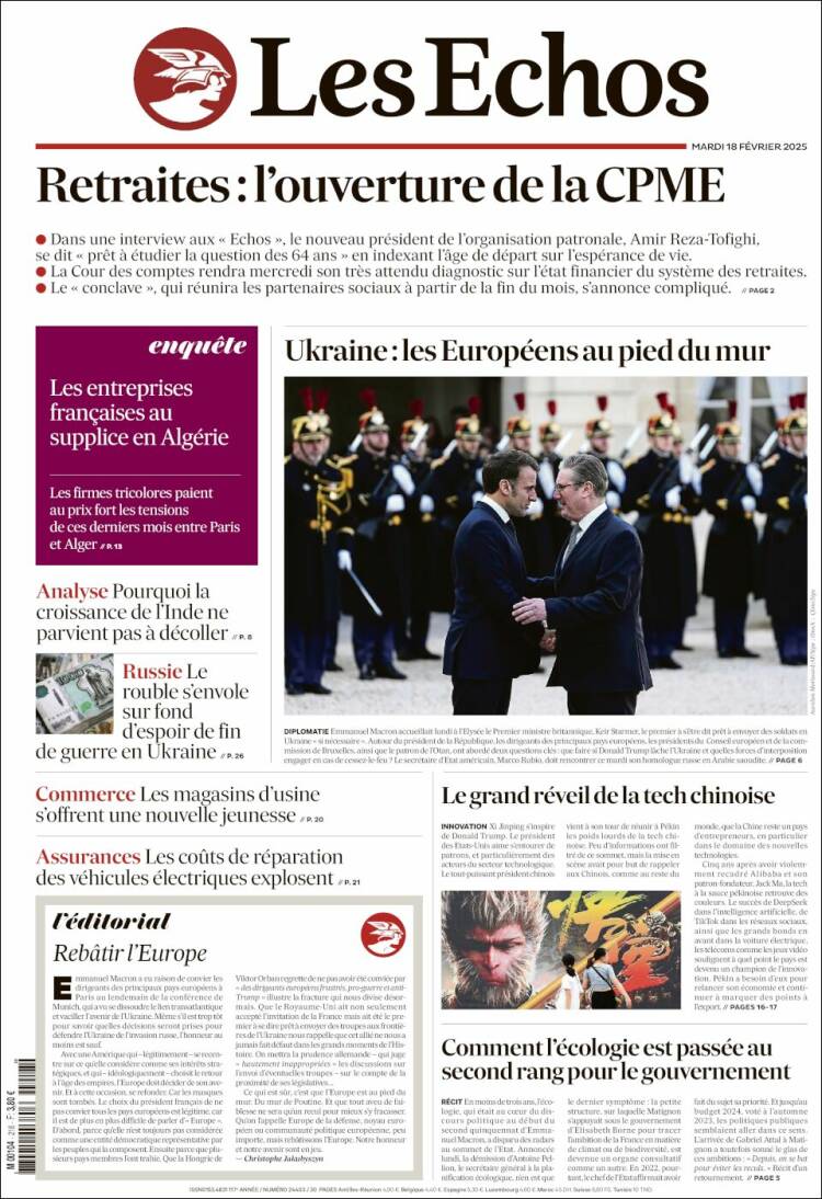 Portada de Les Echos (France)