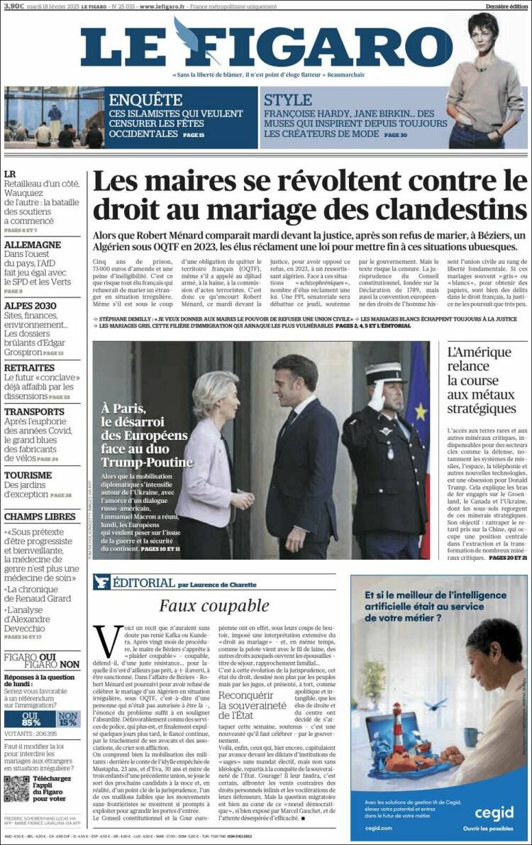 Portada de Le Figaro (Francia)