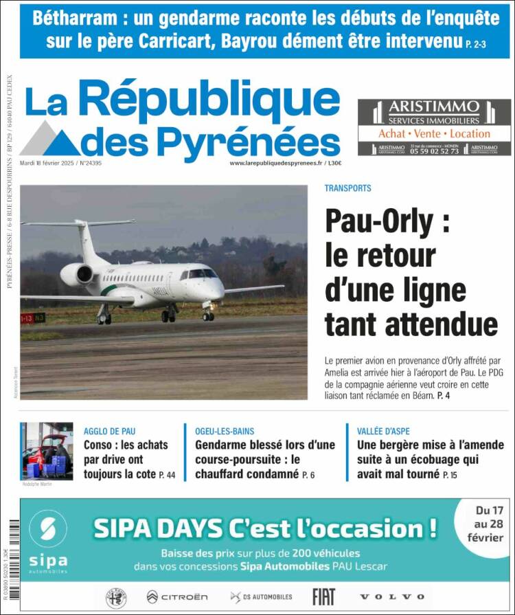 Portada de La République des Pyrénées (France)