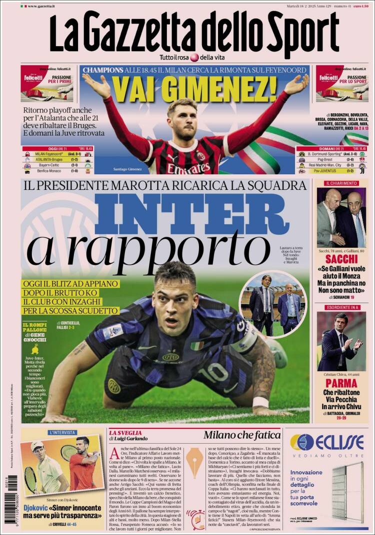 Portada de La Gazzetta dello Sport (Italy)