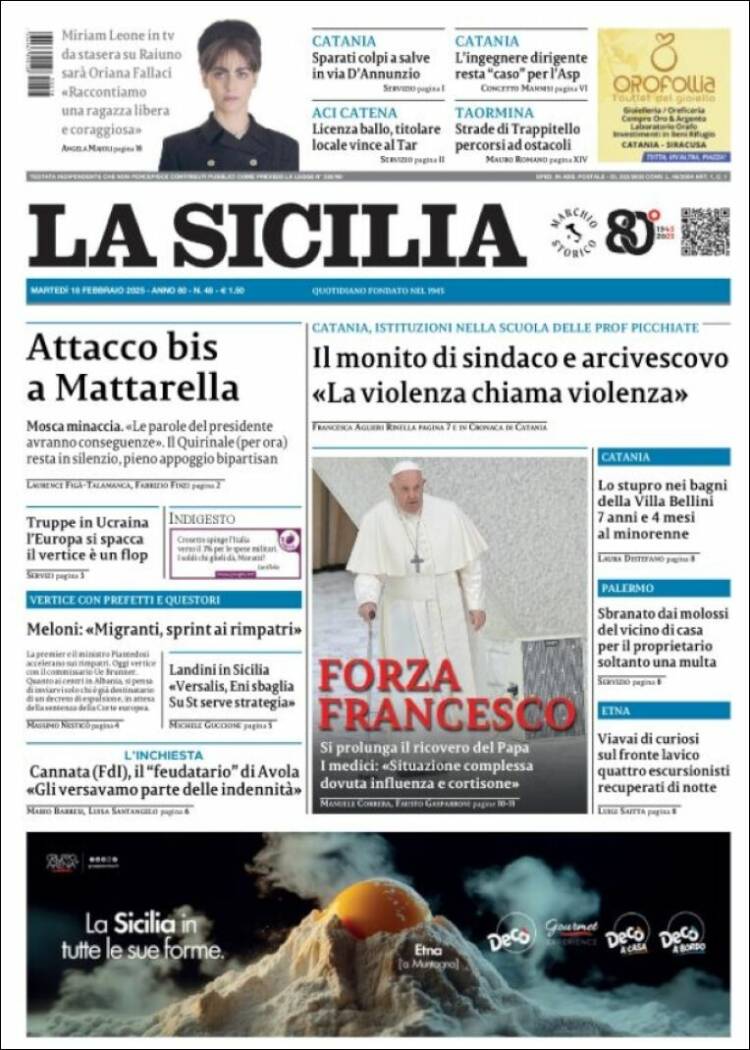 Portada de La Sicilia (Italia)