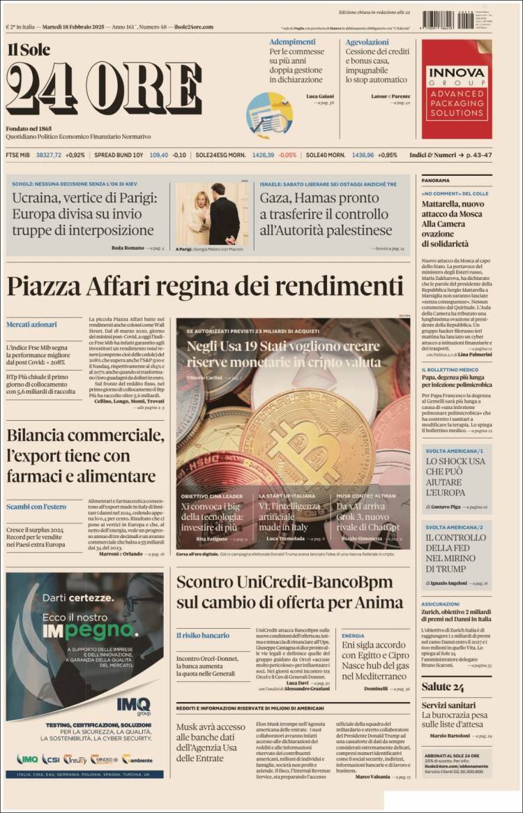 Portada de Il Sole 24 ORE (Italy)