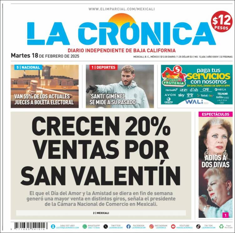 Portada de La Crónica de Baja California (Mexico)