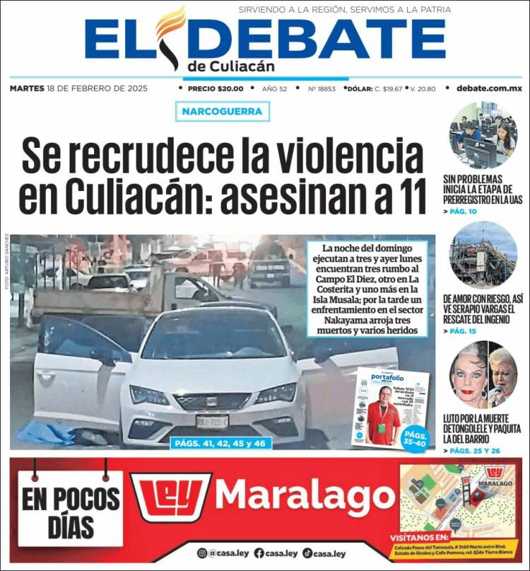 Portada de El Debate de Culiacán (México)