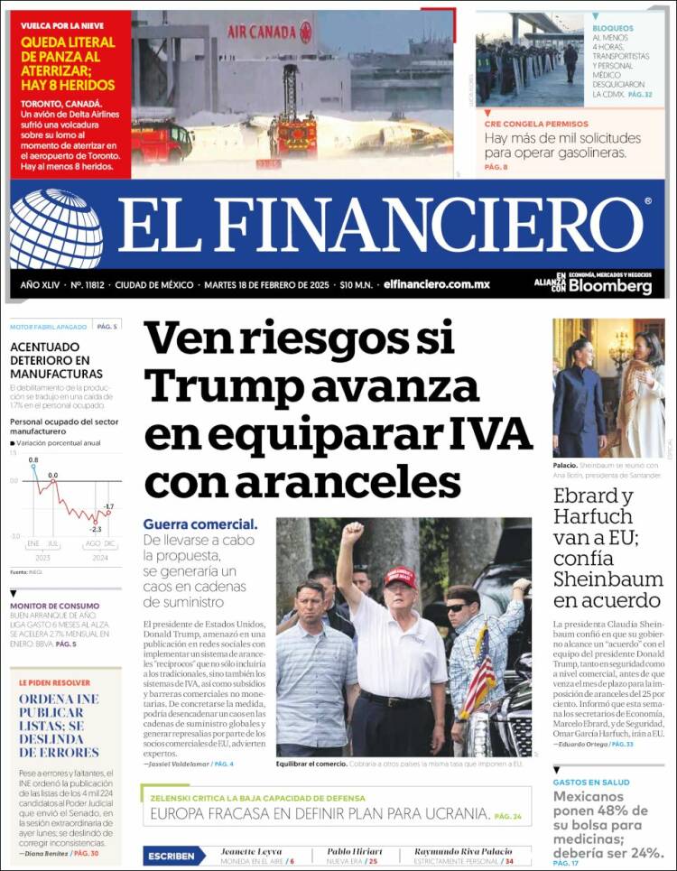 Portada de El Financiero (Mexico)