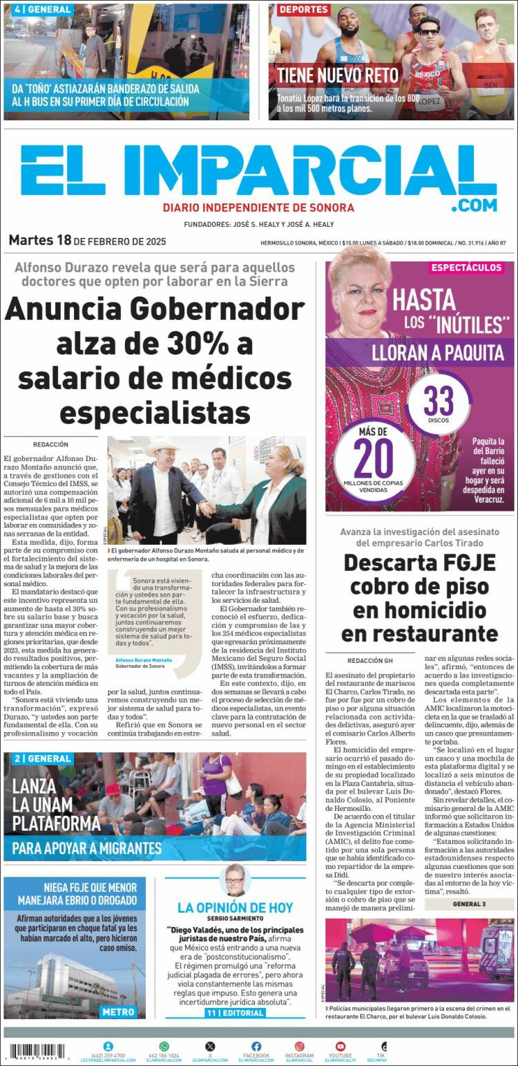 Portada de El Imparcial (Mexico)