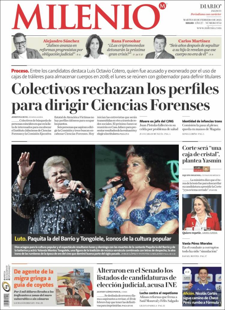 Portada de Milenio - Jalisco (Mexico)