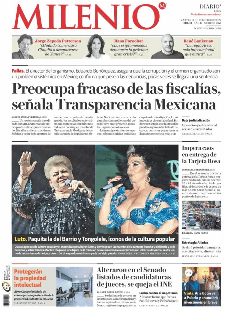 Portada de Milenio de León (Mexico)