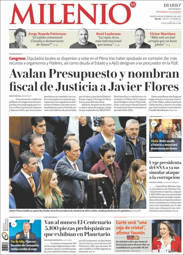 Portada de Milenio de Monterrey (México)