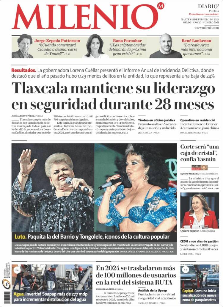 Portada de Milenio de Puebla (México)