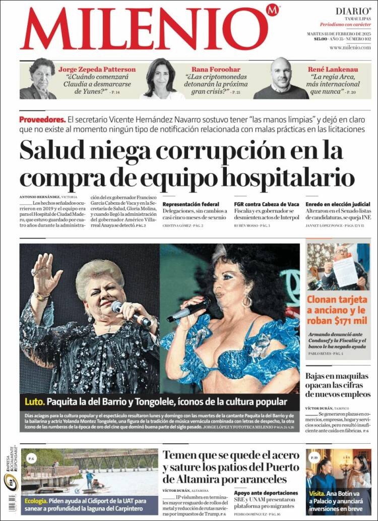 Portada de Milenio - Tamaulipas (Mexico)