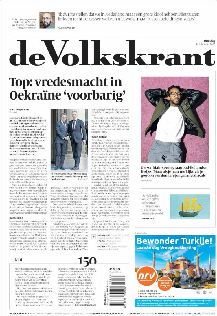 Portada de De Volkskrant (Países Bajos)