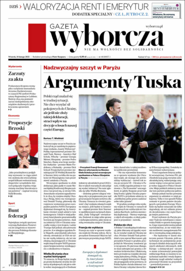 Portada de Gazeta Wyborcza (Polonia)