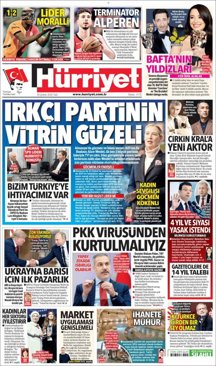 Portada de Hürriyet (Turquía)