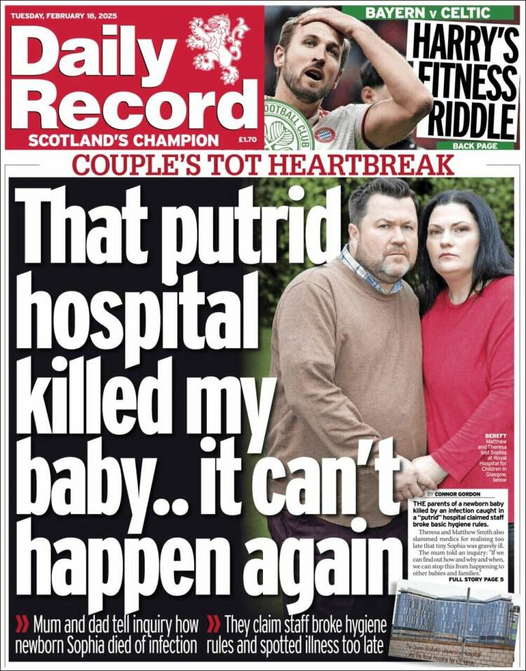 Portada de Daily Record (Reino Unido)