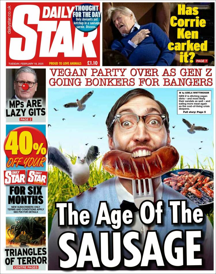 Portada de Daily Star (Reino Unido)