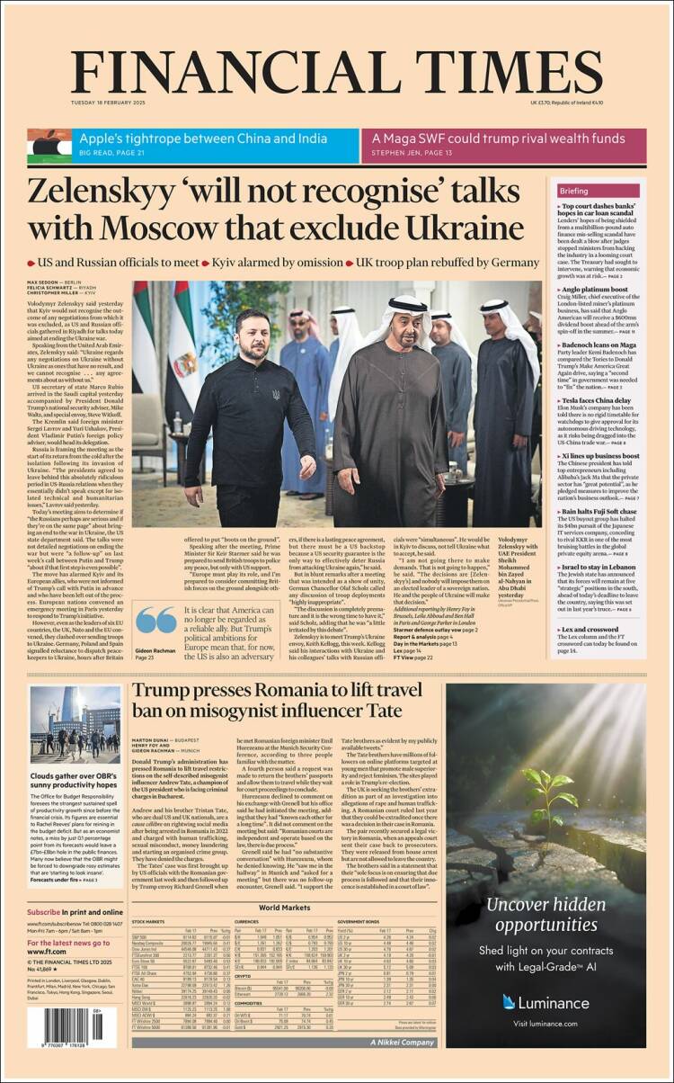 Portada de Financial Times (United Kingdom)