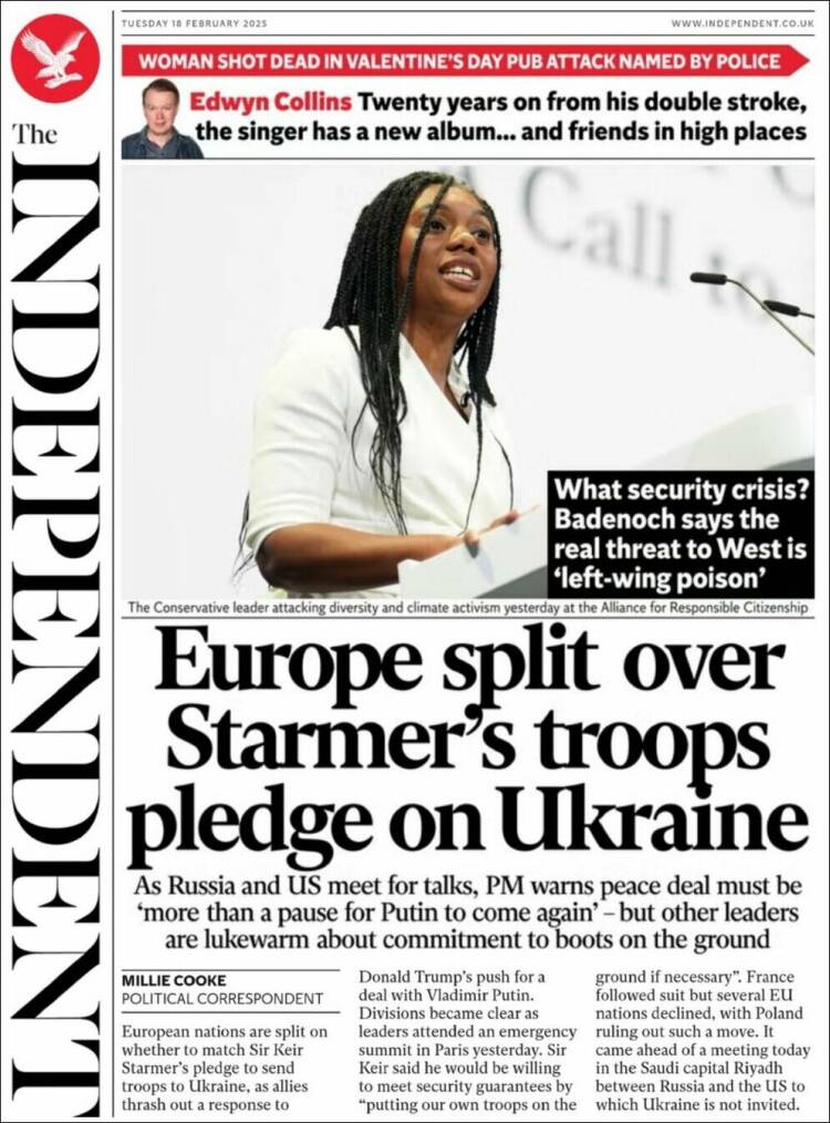 Portada de The Independent (Reino Unido)