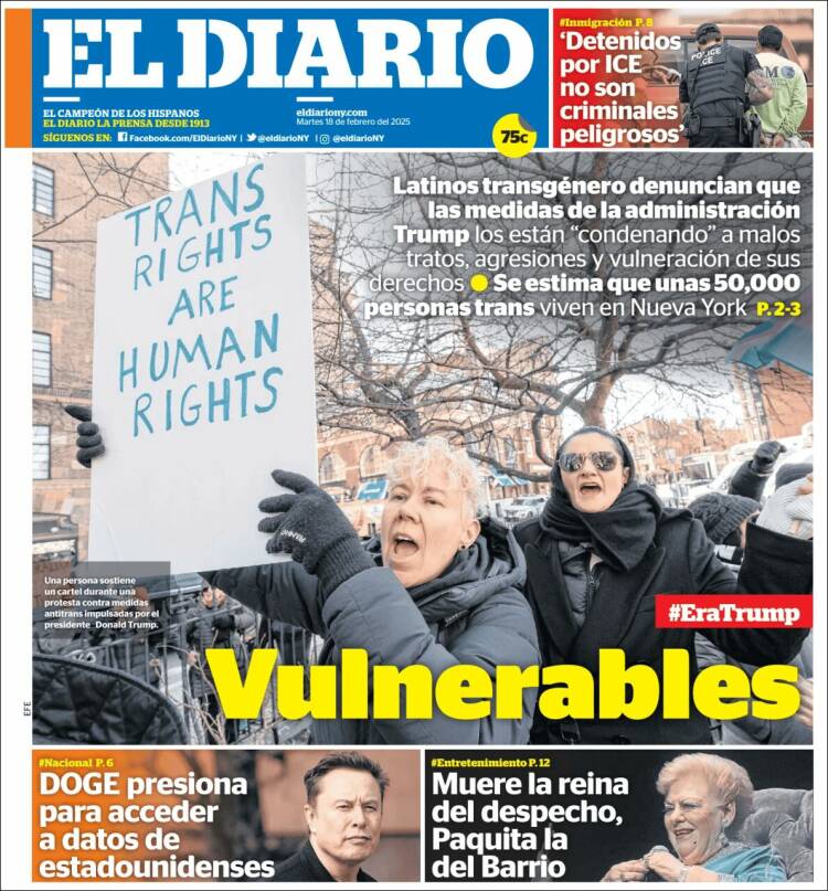 Portada de El Diario NY (USA)