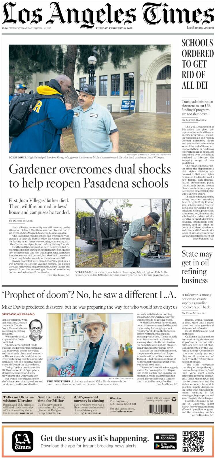 Portada de Los Angeles Times (USA)