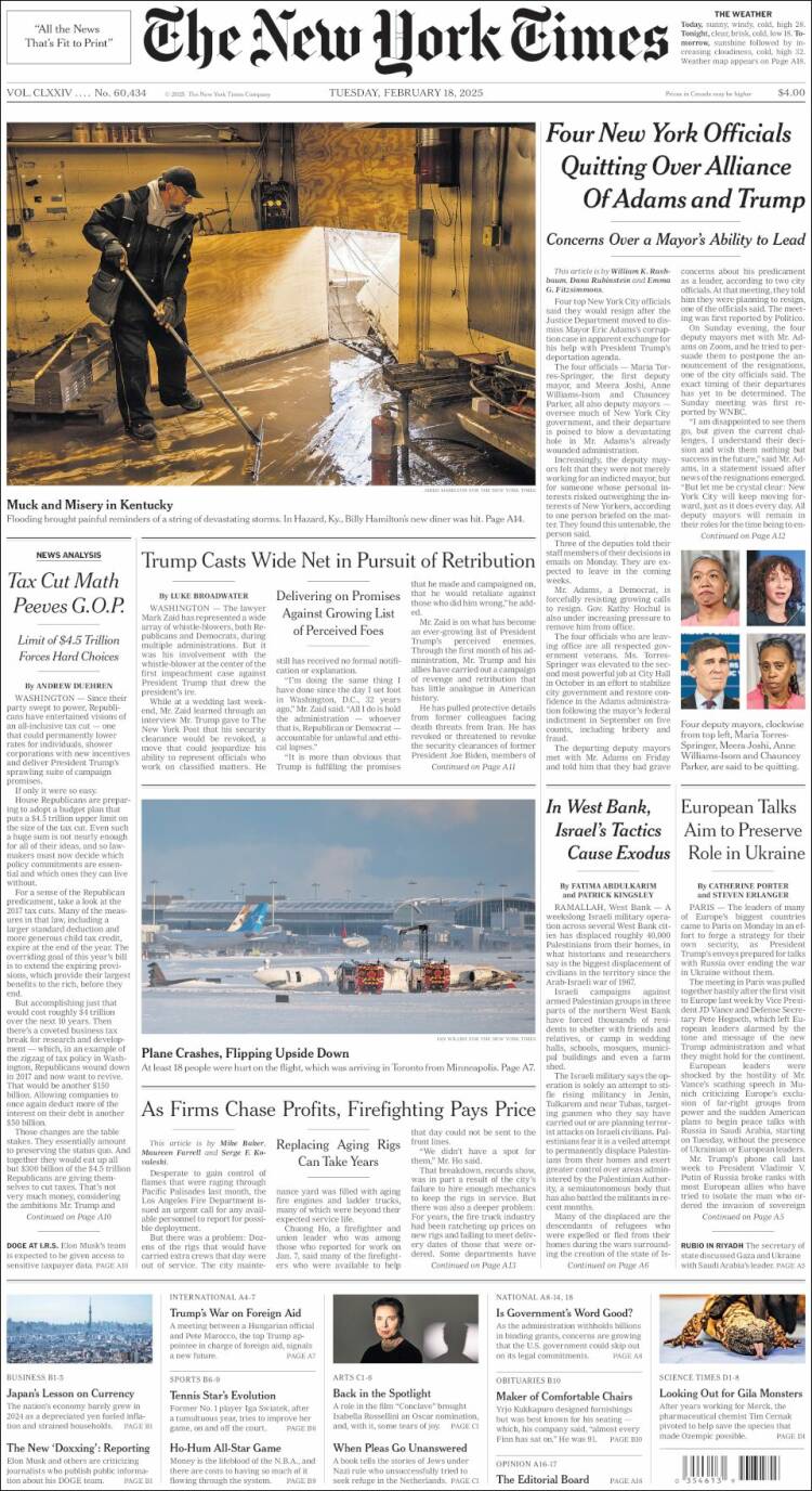 Portada de New York Times (USA)