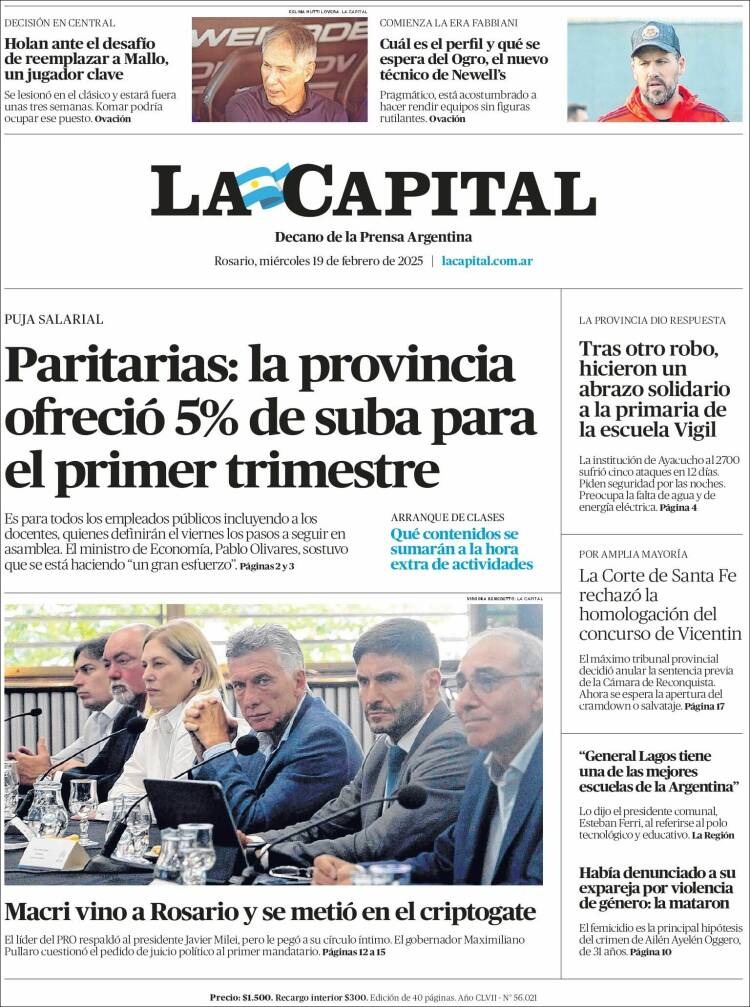 Portada de La Capital - Rosario (Argentina)