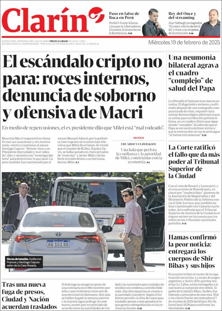 Portada de Clarín (Argentina)