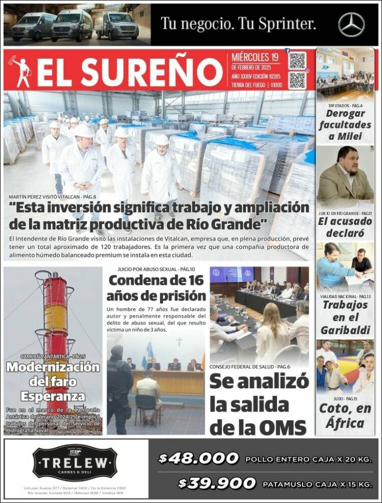 Portada de Diario El Sureño (Argentina)