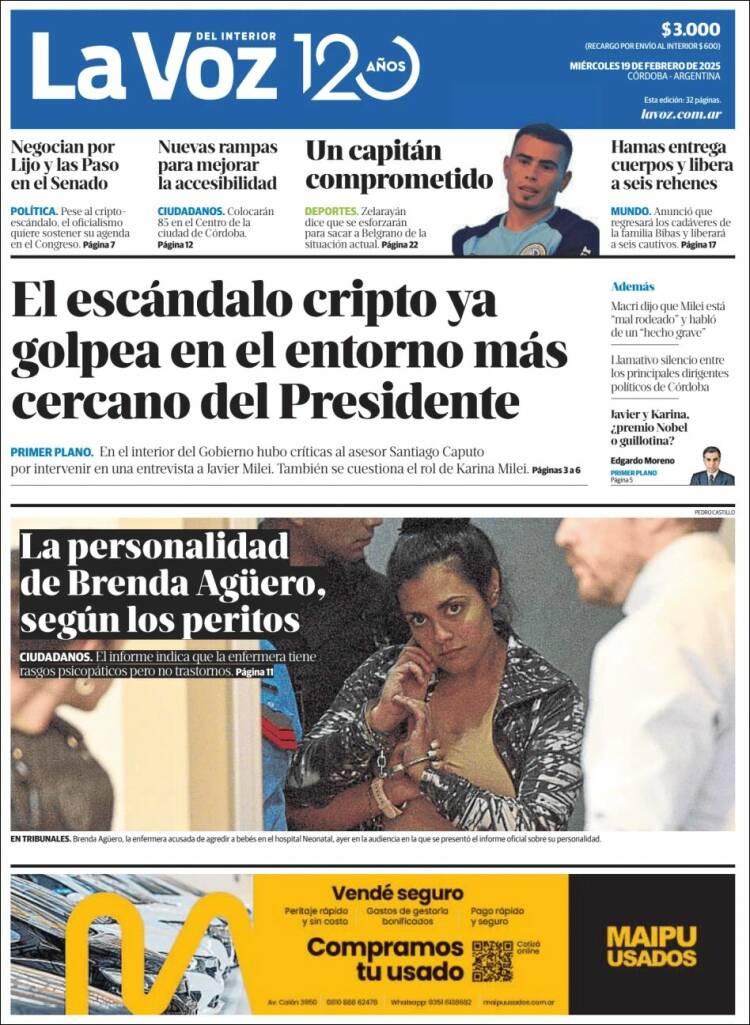 Portada de La Voz del Interior (Argentina)