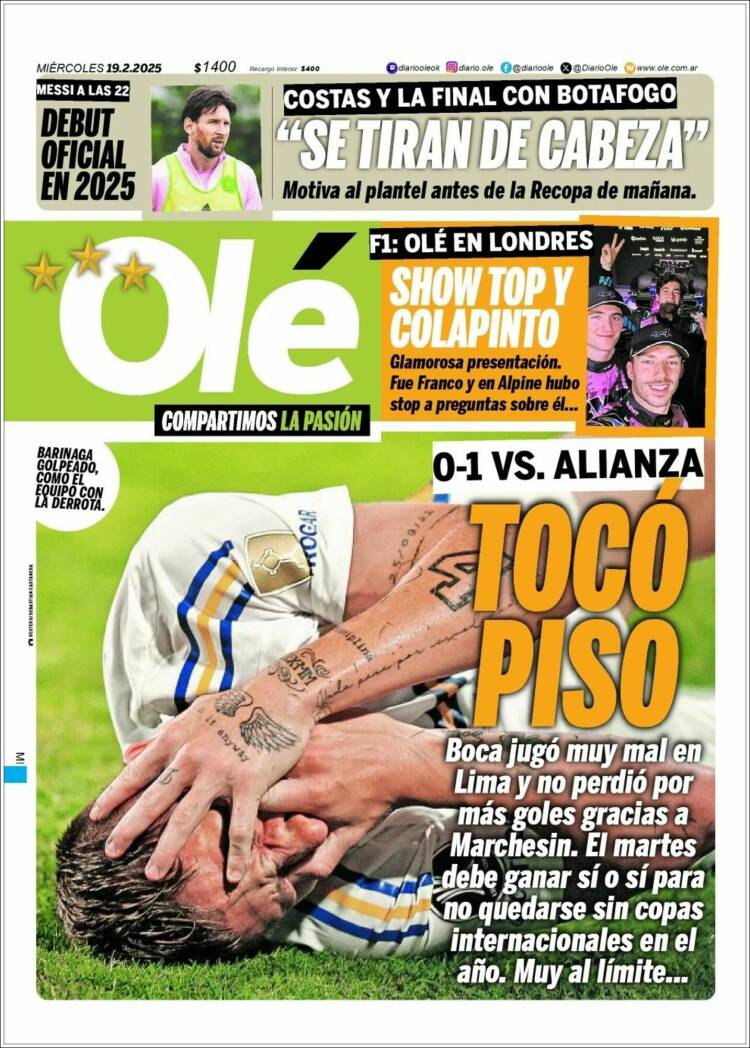 Portada de Olé (Argentina)