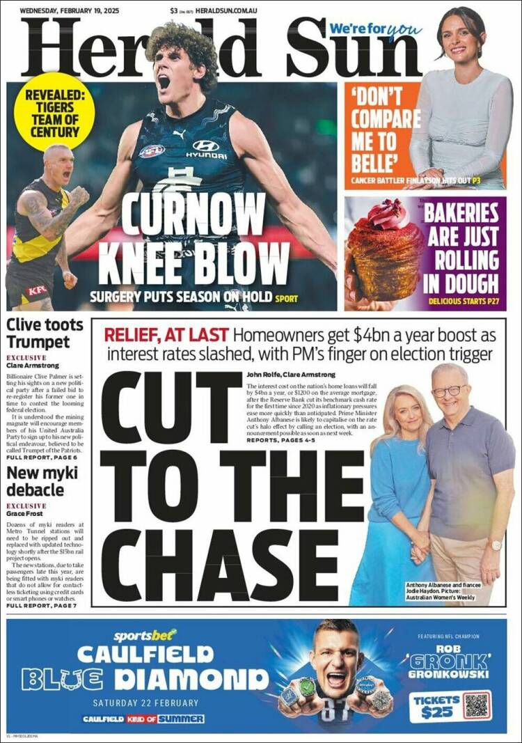 Portada de Herald Sun (Australia)