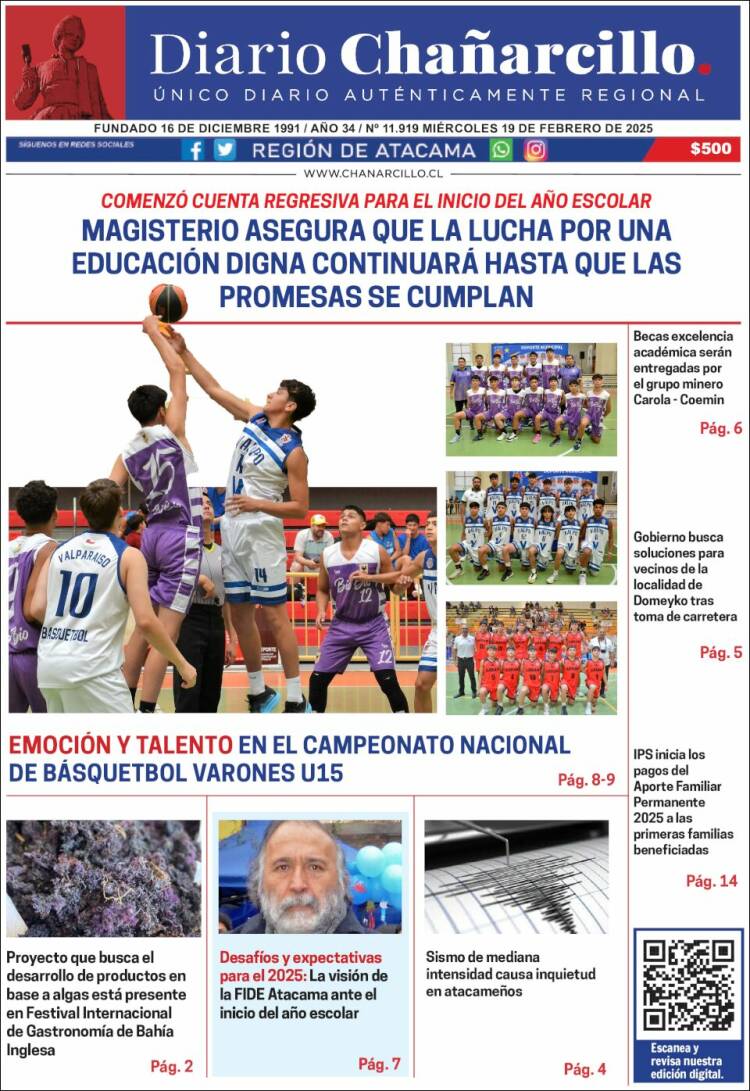 Portada de Diario Chañarcillo (Chile)