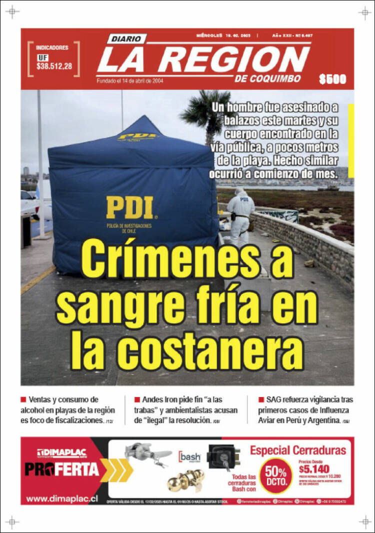 Portada de Diario La Región de Coquimbo (Chile)