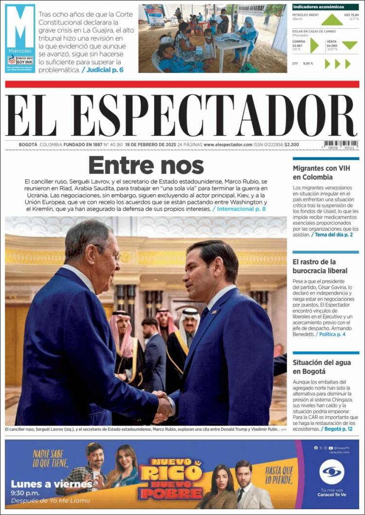 Portada de El Espectador (Colombia)