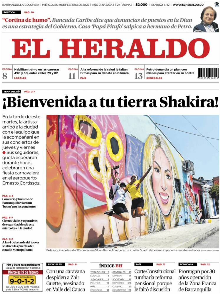 Portada de El Heraldo (Colombia)