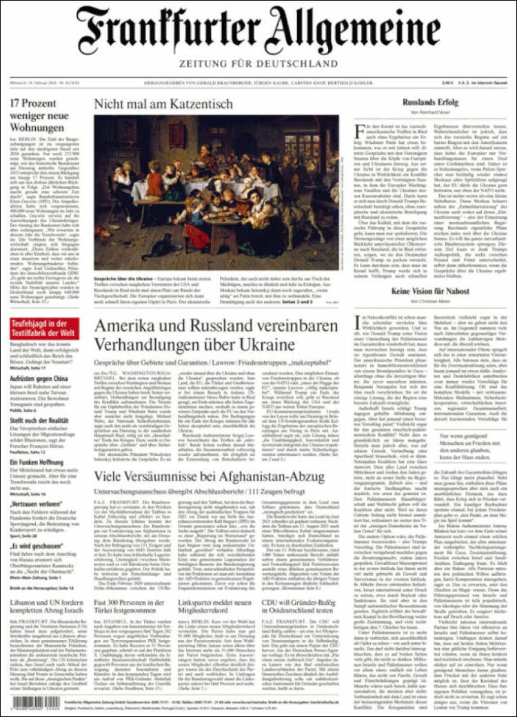 Portada de Frankfurter Allgemeine (Alemania)