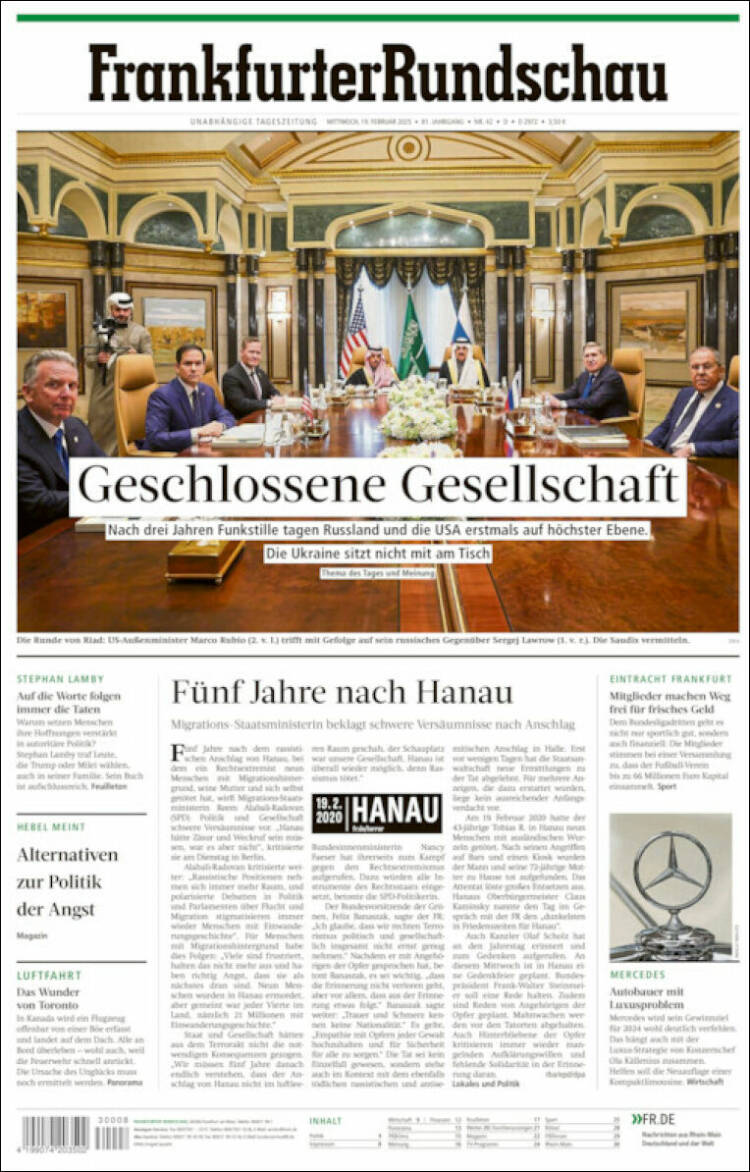 Portada de Frankfurter Rundschau (Germany)