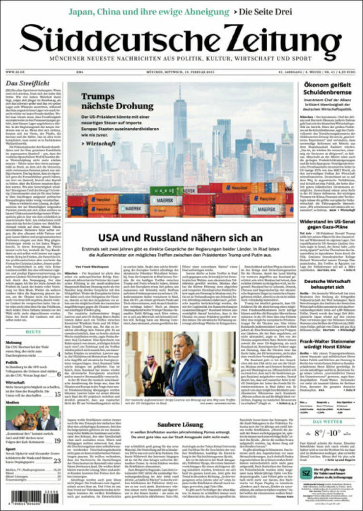 Portada de Sueddeutsche (Alemania)