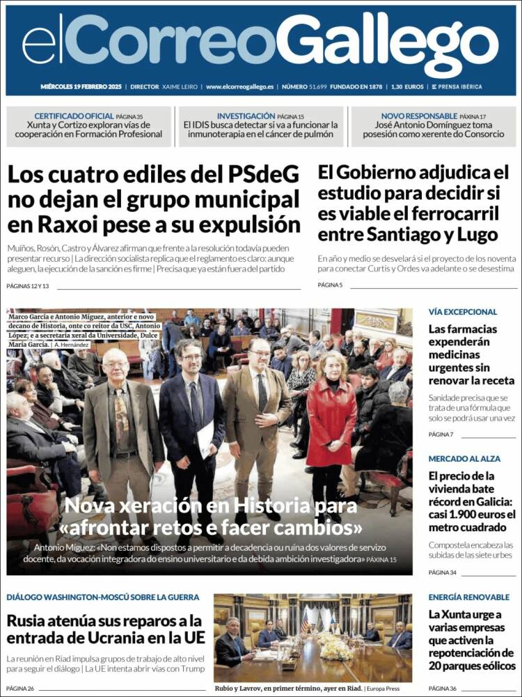 Portada de El Correo Gallego (España)