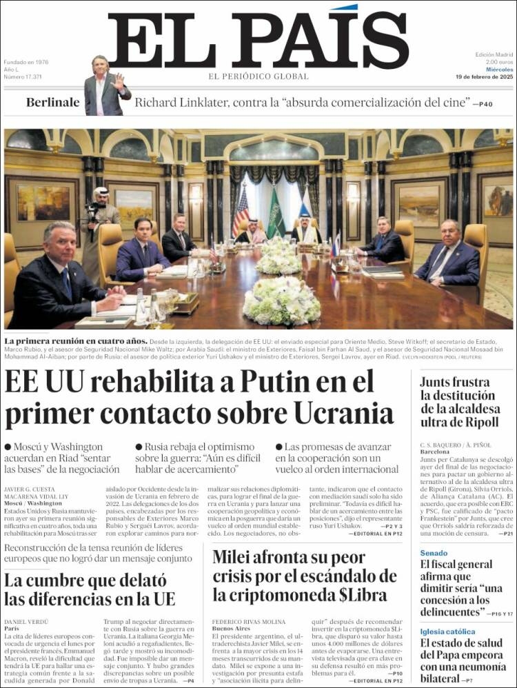 Portada de El País (España)