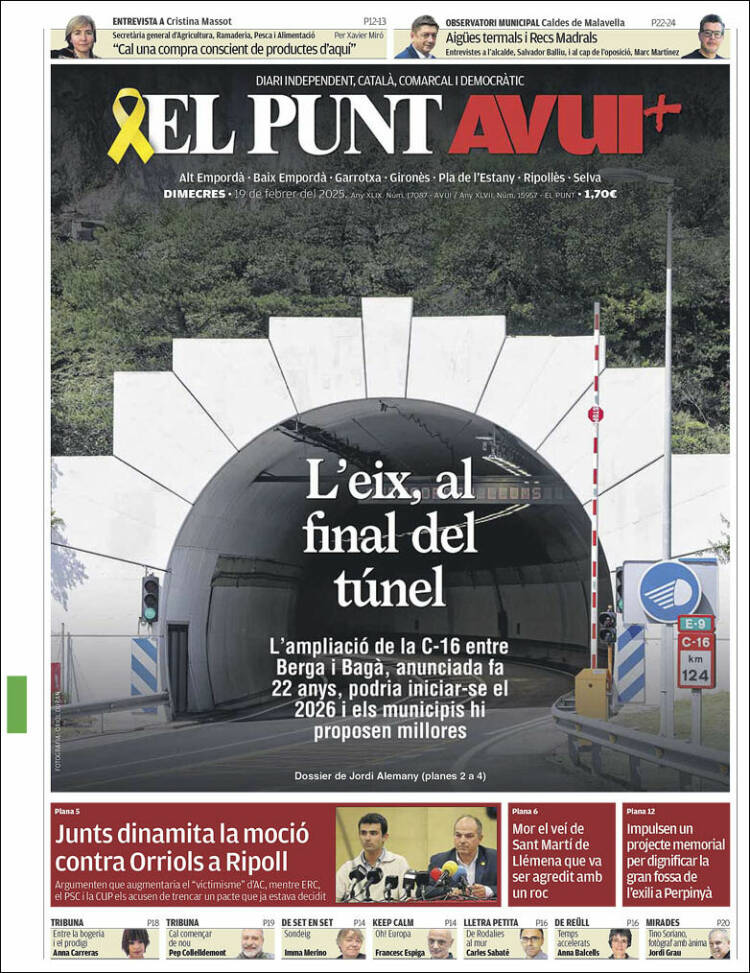 Portada de El Punt Avui - Girona (Spain)