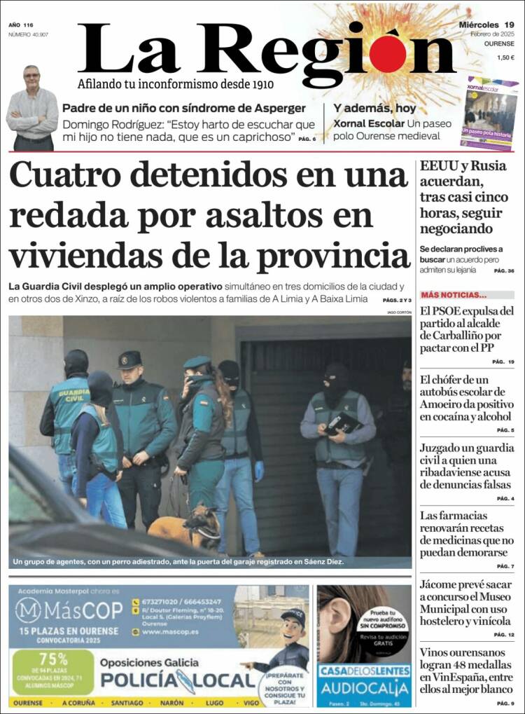 Portada de La Región de Ourense (Spain)