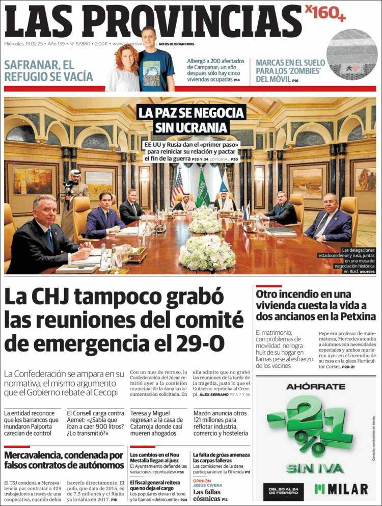 Portada de Las Provincias (España)