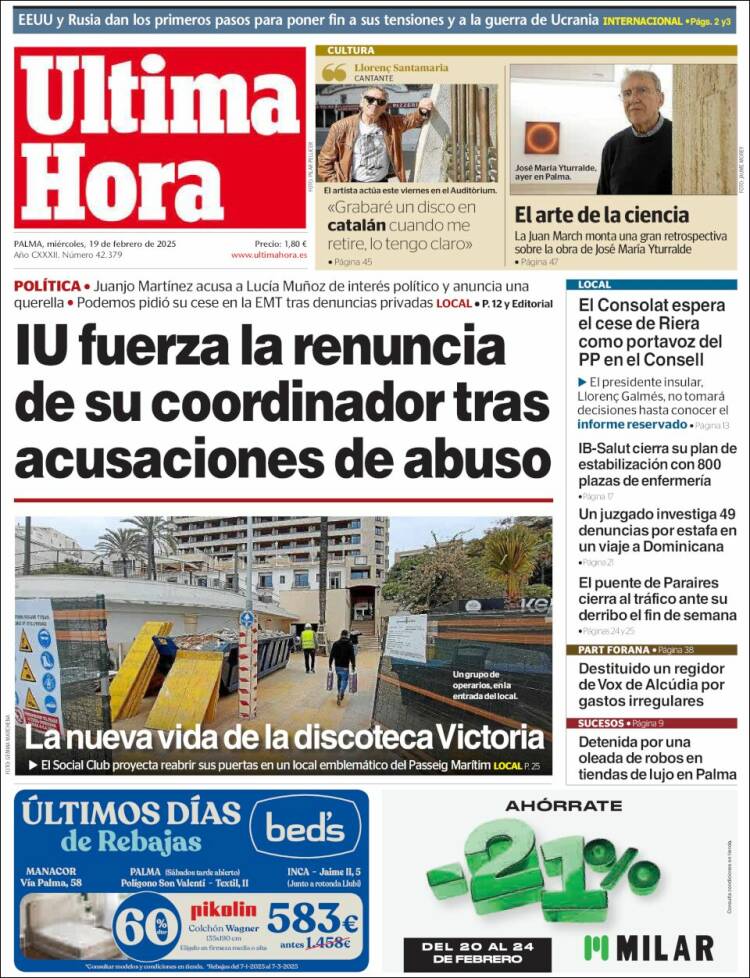 Portada de Última Hora (Spain)