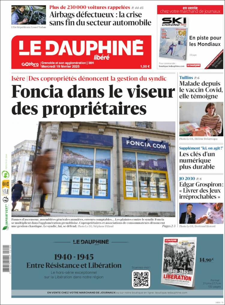 Portada de Le Dauphiné Libéré (France)