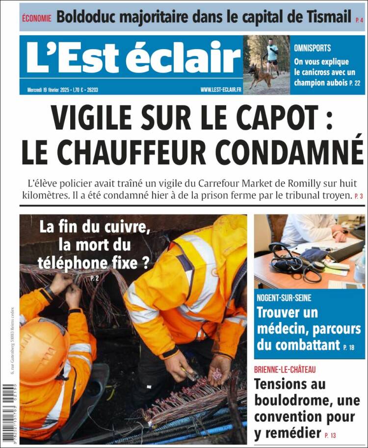 Portada de L'Est Eclair (Francia)