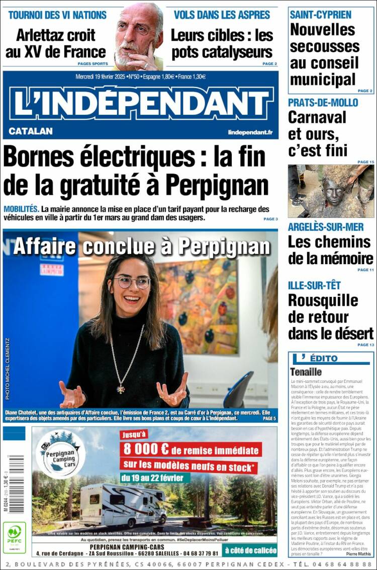 Portada de Le Indépendant (Francia)