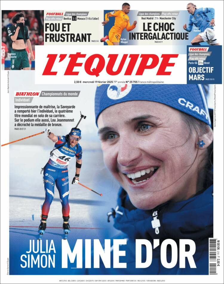 Portada de L'Equipe (Francia)